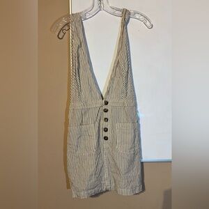 Japna Gray and White Striped Cotton romper